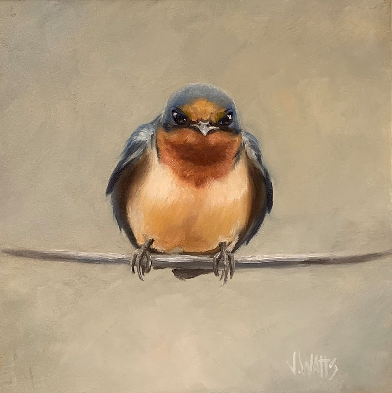 "not the bluebird of happiness"  oil on panel 8"x8"